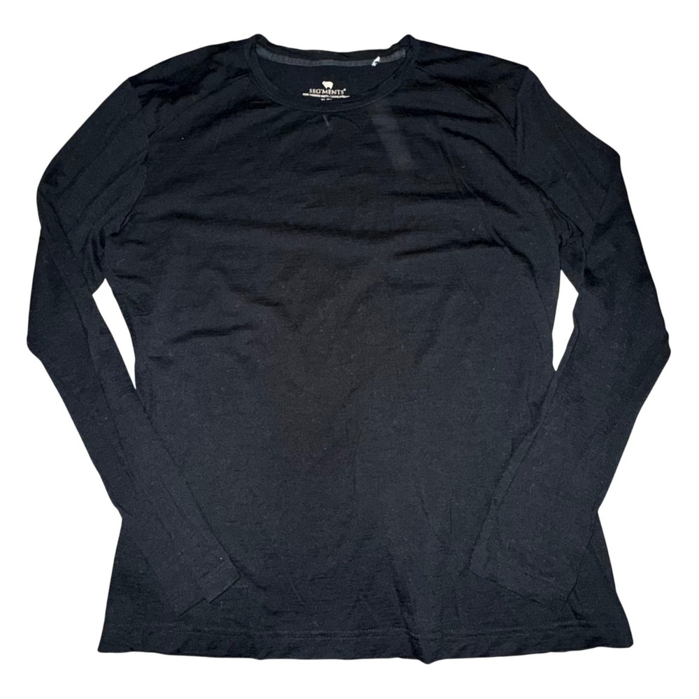 Segments Merino Wool‎ Long Sleeve Top Womens XL Black Base Layer Made in Canada